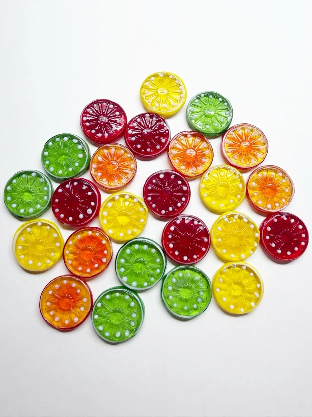 Vintage Blown Glass Candy Fruit Slices 24 Pieces Art Glass